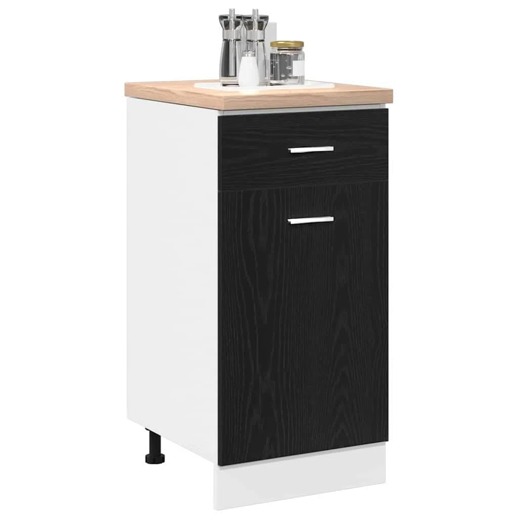 vidaXL Cajón Inferior del Armario Riga Roble Negro 40 x 46 x 81,5 cm, Amplio Espacio, Muebles de Cocina Modernos, Utilidad Duradera, diseño Rectangular, soluciones Inteligentes para organización