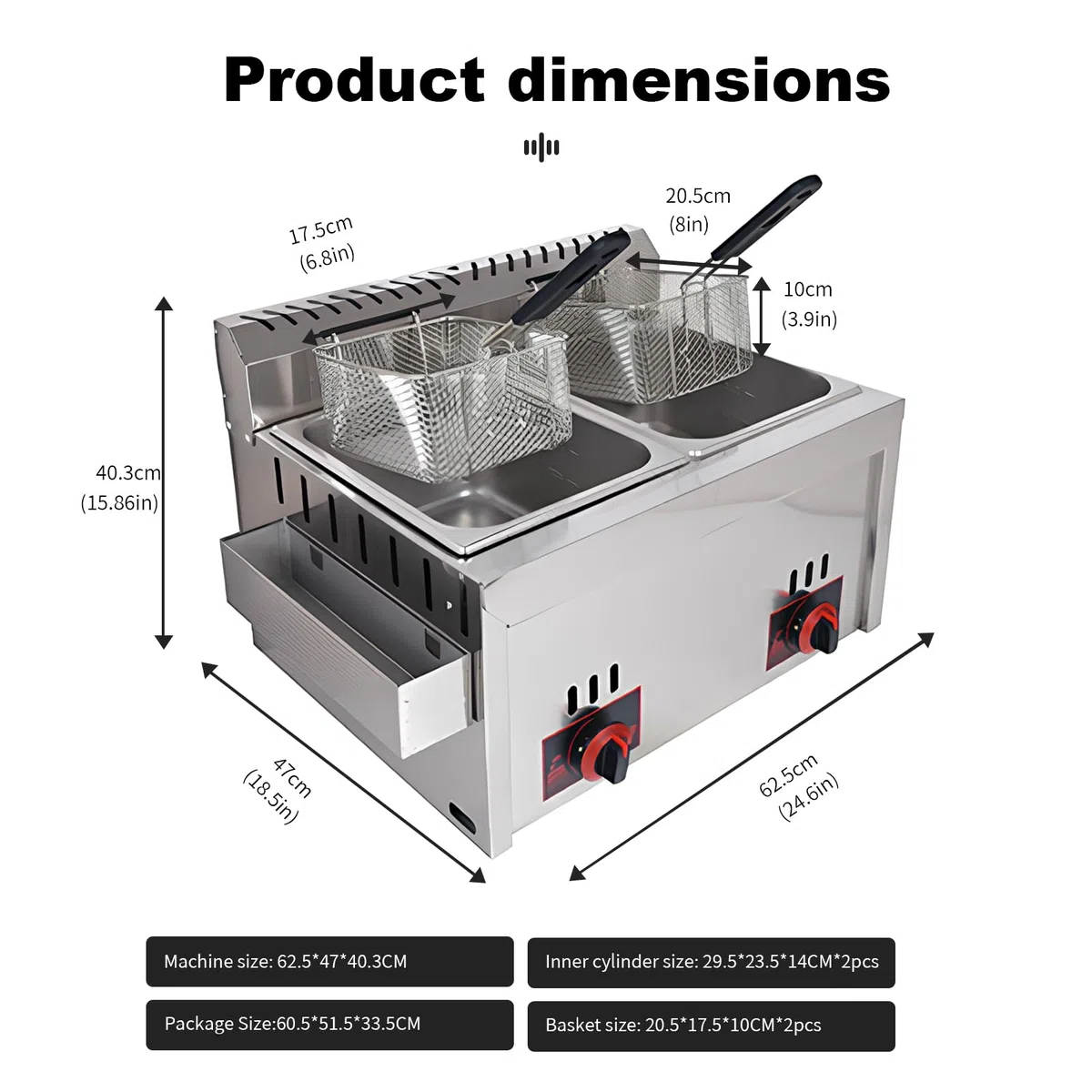 Freidora industrial con filtración de aceite para papas fritas, ideal para restaurantes y cocinas domésticas