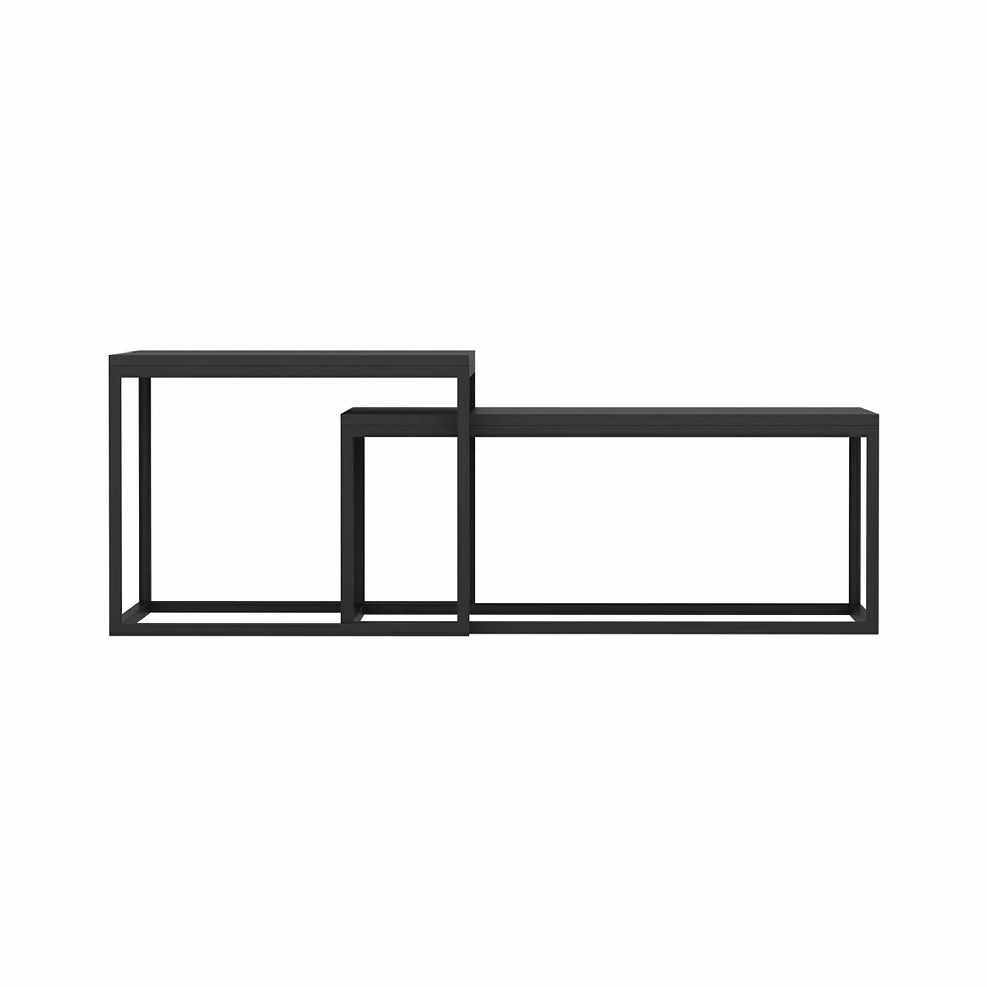 [en.casa] Set de 2 Mesas de Centro Nido Conjunto Juego de 2 Mesas Auxiliares para Salón Varios Tamaños Metal/Aglomerado Negro Mate