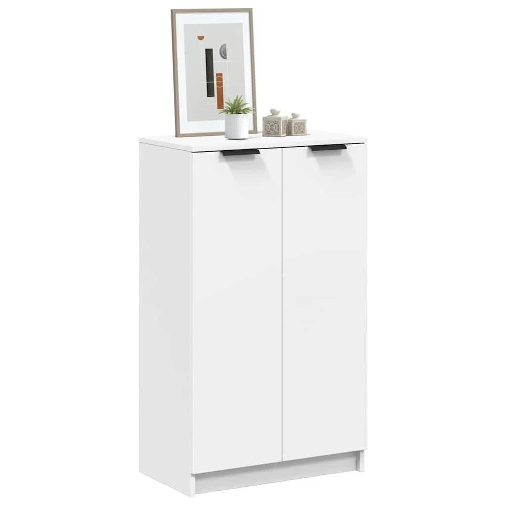 vidaXL Mueble Zapatero Armario Estantería Pasillo con Puertas Organizador Pared Adornos Jarrones Decoración de Madera Contrachapada Blanco