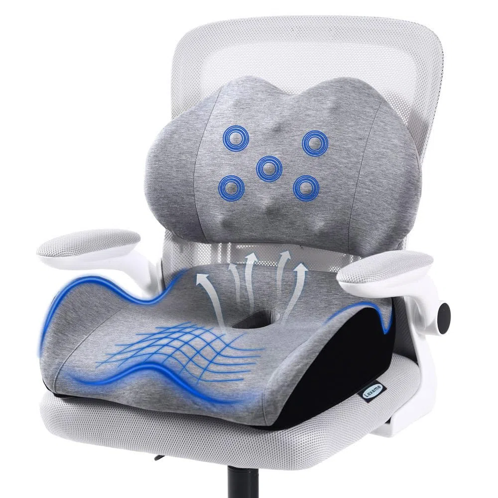 Cojín de espuma viscoelástica grande para asiento de apoyo lumbar para ciática y coxis, alivio de la presión, almohadilla para silla de oficina, coche, silla de ruedas, hogar, oficina