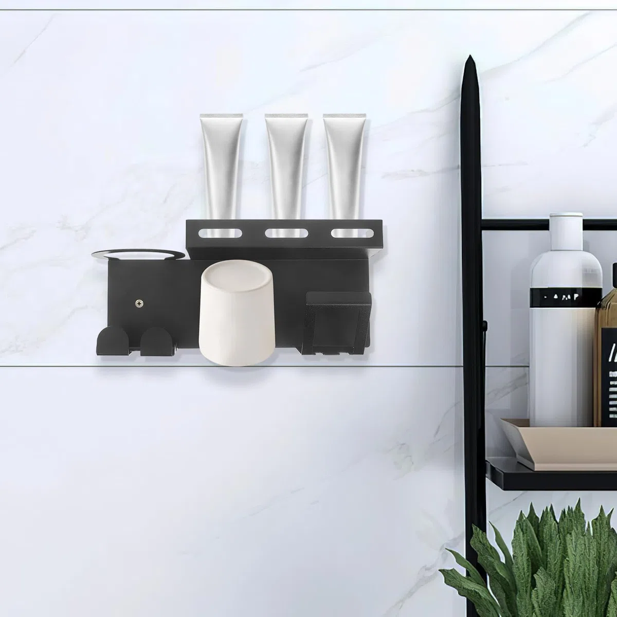 Soporte De Cepillo De Dientes Inoxidable Organizador Estante De Almacenamiento para Cepillos y Pasta De Dientes Diseño De Pared Instalación y Múltiple