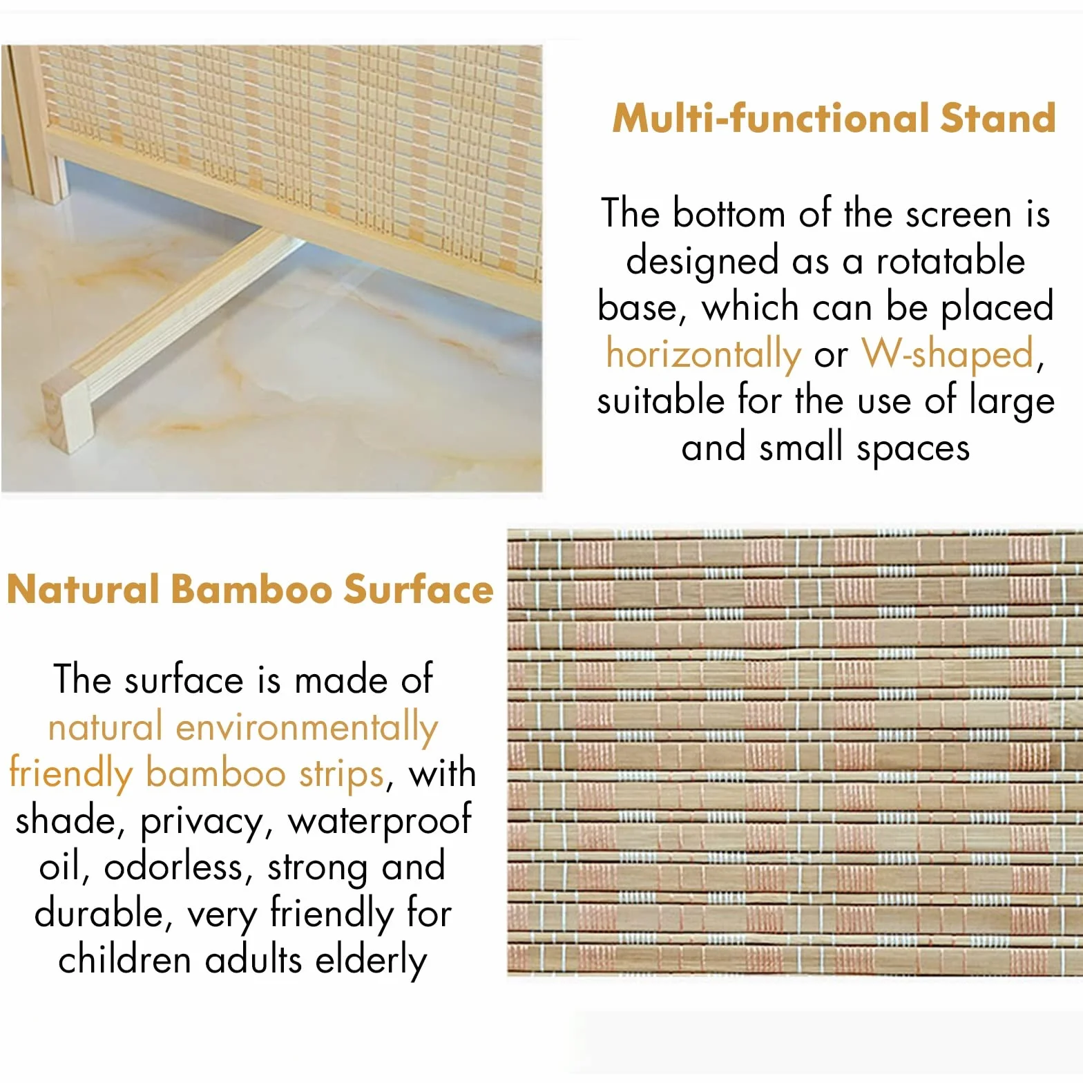 Separador de habitación de bambú ultra alto de 180 cm, para cambiar de ropa, balcón, biombos retráctiles japonés/chinos