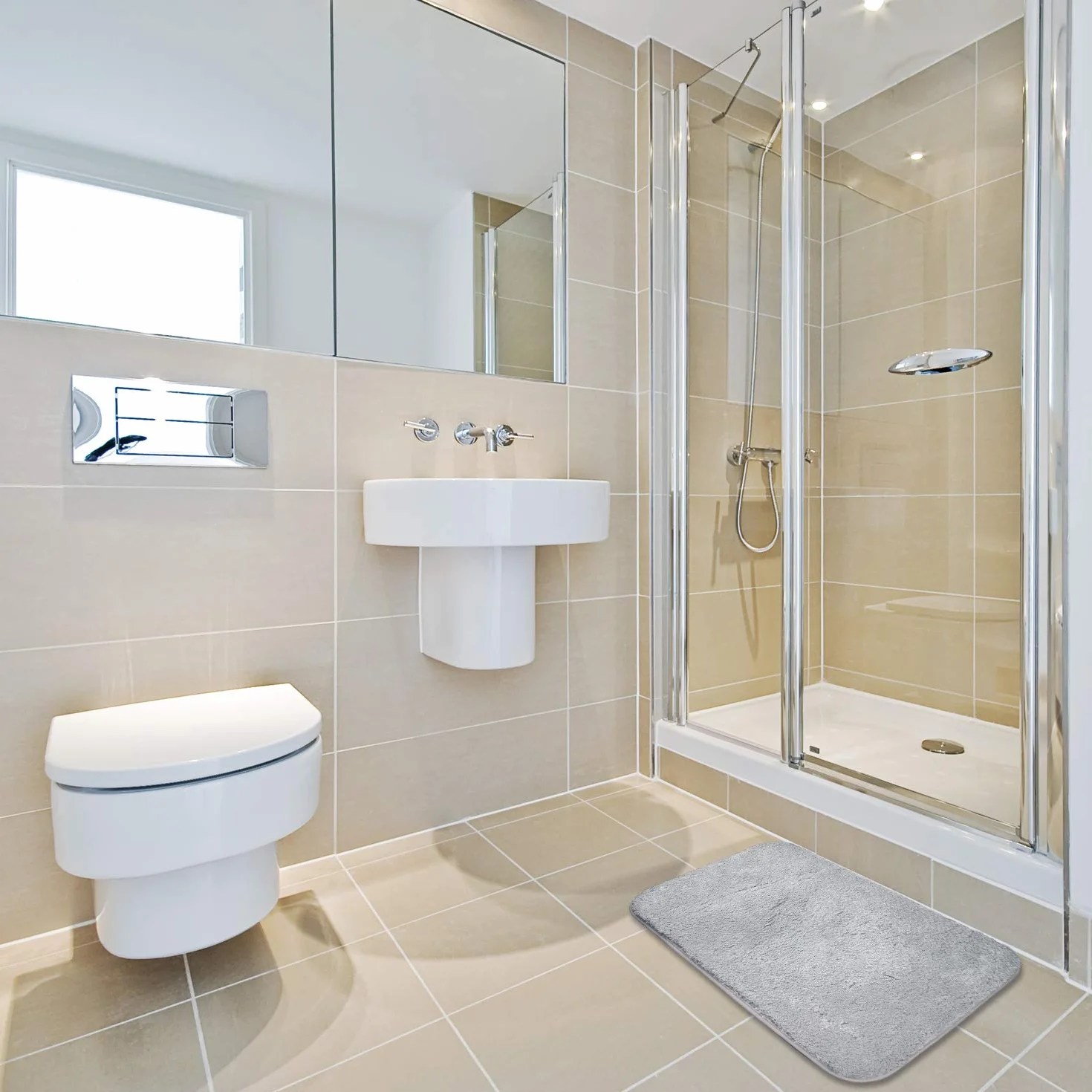 FCSDETAIL Alfombrilla de Baño Antideslizantes 80X150 cm, Tapete para el Piso Lavable a Máquina con Microfibras Suaves Absorbentes de Agua para Bañera, Ducha y Baño
