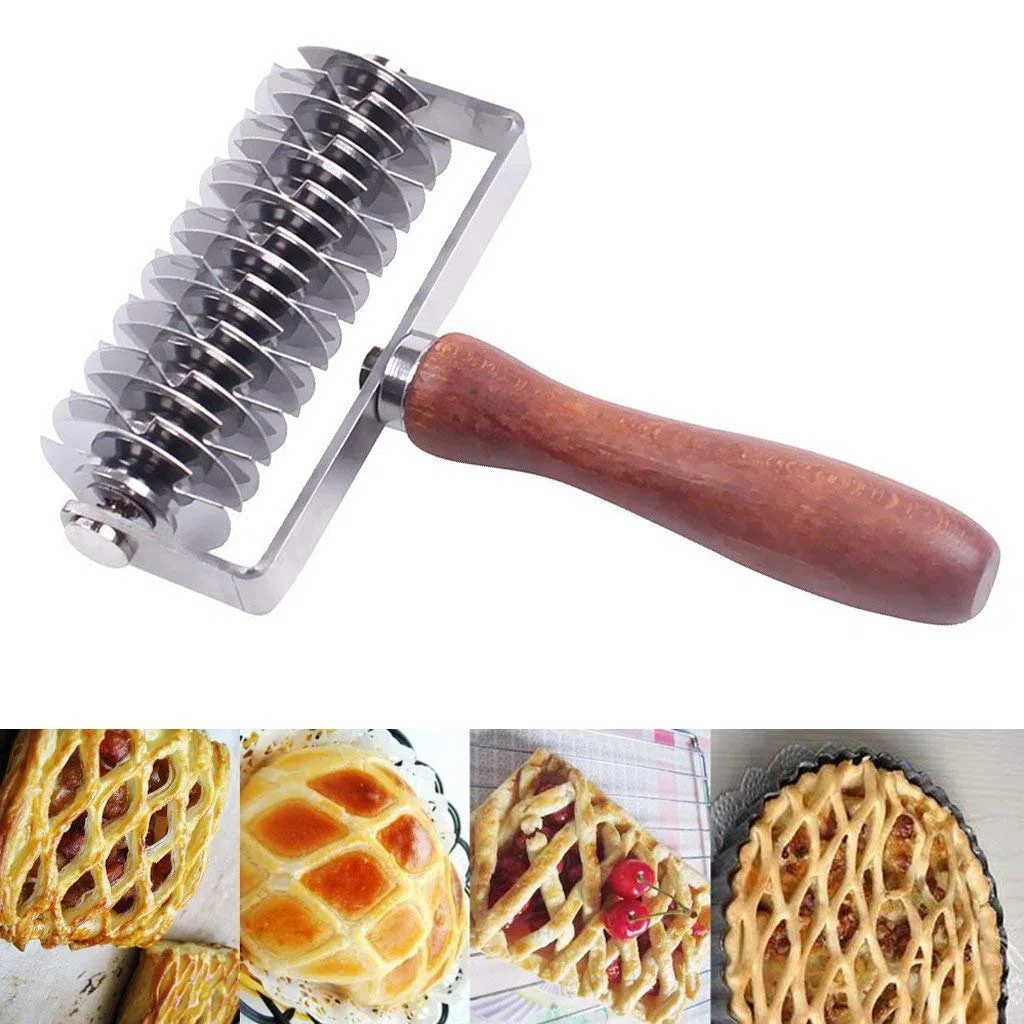Cortador de pastelería para galletas de cocina, pasteles, pasteles, pasteles, pastelería, herramienta para hornear – acero inoxidable – mango de madera