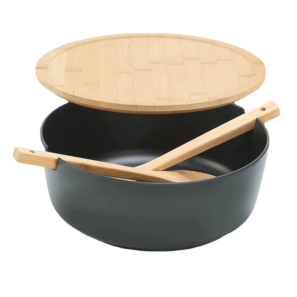 Genérico Ensaladera Ensaladeras De Madera Vajilla Cuchara Tenedor | Ensaladera Frutas Tapa Para Frutas Verduras Aperitivos Almuerzo Cena Preparar Mezclar Cocinar Cereales