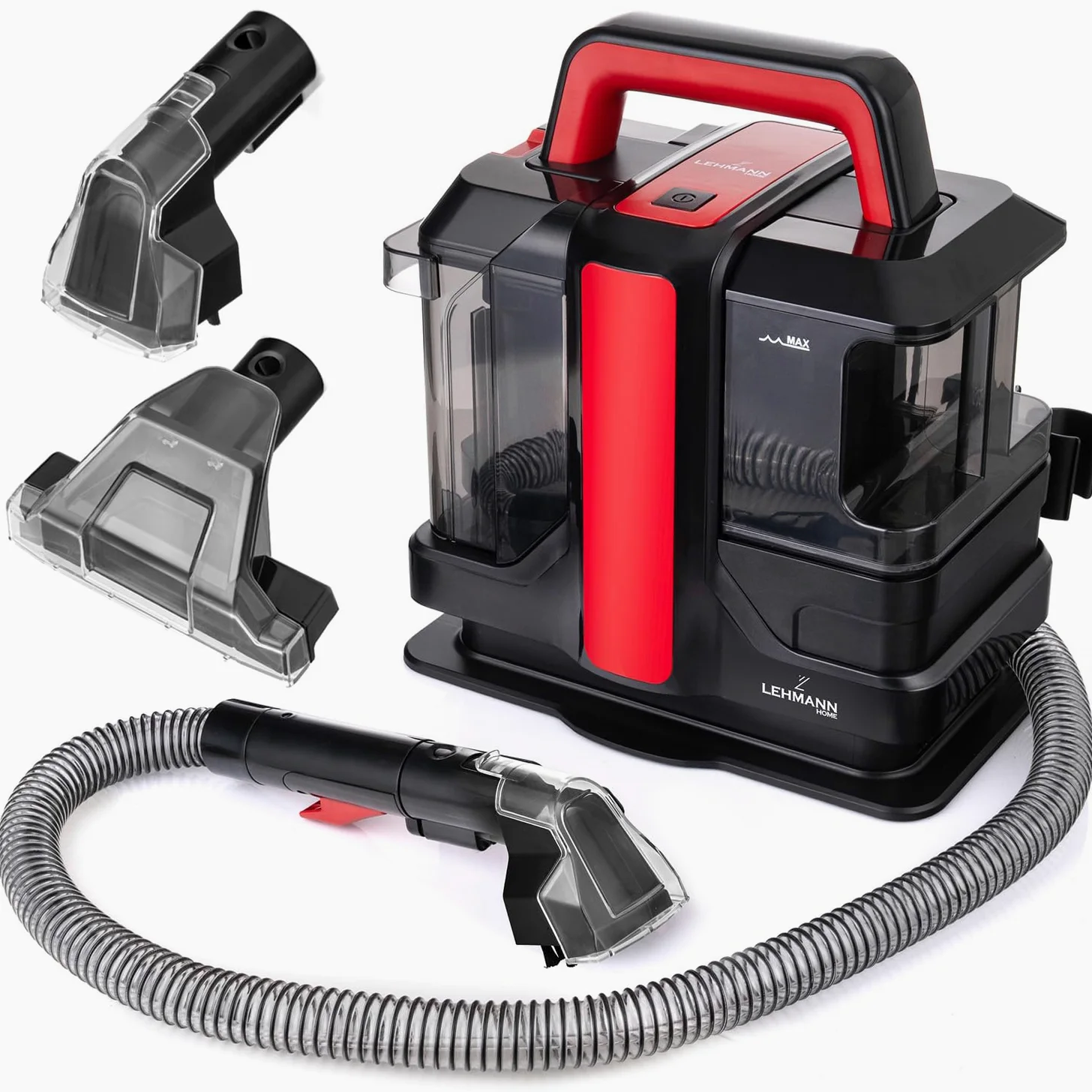 LEHMANN EasyWash - Limpiador de alfombras y tapicería 2 en 1 Spot Clean, aspiradora en seco y húmedo de 450 W, sistema de dos depósitos, quitamanchas para sofá, alfombra y coche, incluye accesorios
