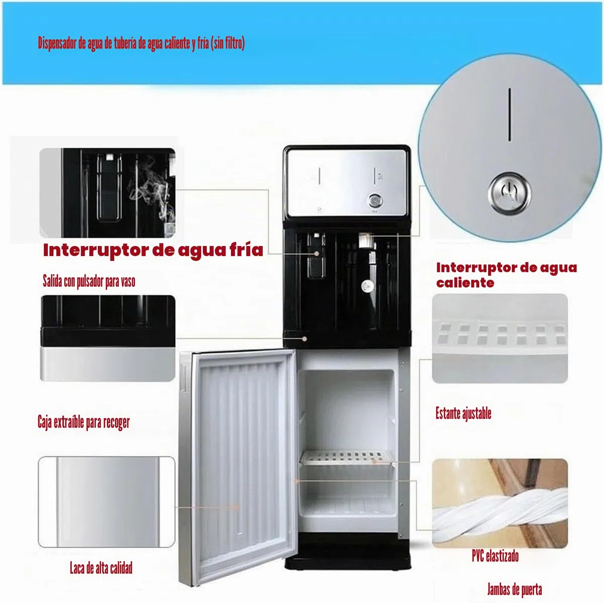 Dispensador De Agua Fría,Unidad Independiente Conectada A La Red De Suministro,Dispensador De Agua De Suelo con Carga,para Uso Doméstico,Oficina,Comercial Y Empresarial,Versión En Inglés