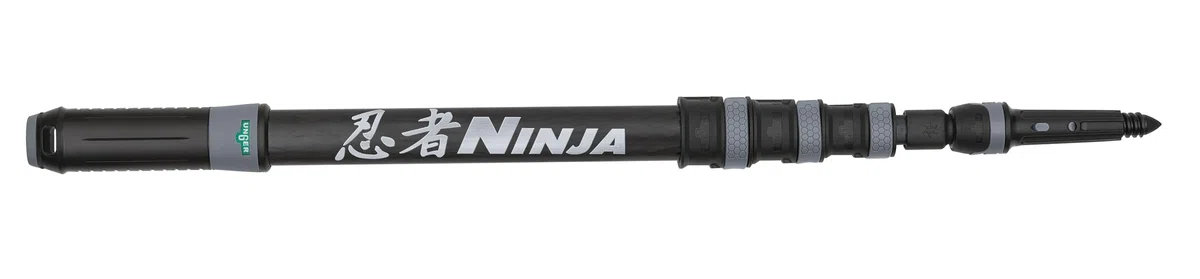 Unger Barra telescópica de Carbono Ninja (1,90 m, 4 Piezas, Tapa Antideslizante, compacta, Limpieza de Ventanas, Accesorio de Limpieza de Ventanas, Compatible con Accesorios) NCP19