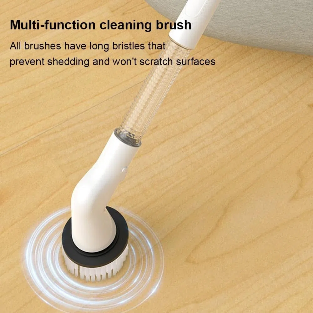 Fregadora Giratoria Eléctrica, Cepillo De Limpieza Eléctrico, Fregadora De Baño Inalámbrica, Fregadora De Ducha Recargable Con 5 Cabezales De Cepillo Reemplazables For Limpieza De Cocina Y Baño
