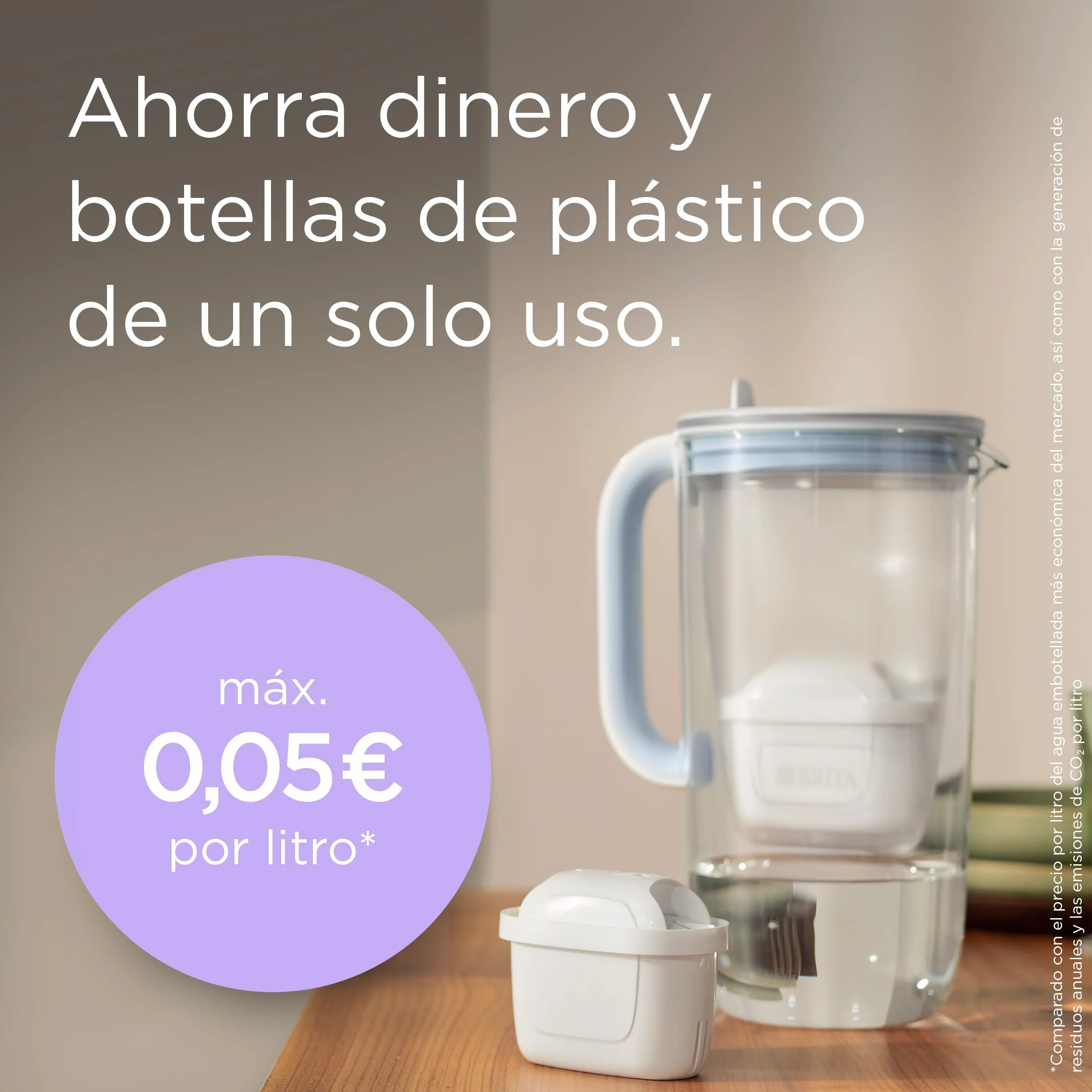 BRITA Jarra de cristal azul (2,5L) incl. 1x filtro MAXTRA PRO Pure Performance Diseño premium con tapa abatible de fácil llenado e indicador, que reduce la cal, el cloro y las impurezas