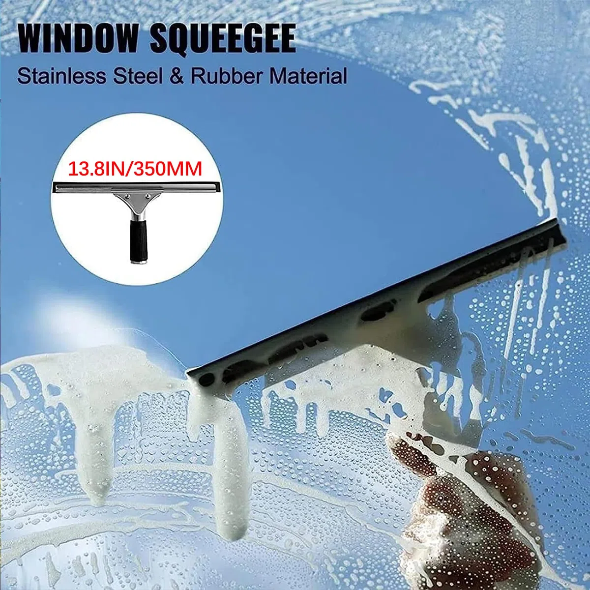 Kit de limpieza de ventanas con poste telescópico de 30 pies y cabezal flexible, cepillo de 30 cm para limpieza exterior del hogar y techo, herramientas de ventana de alto alcance para un uso fácil