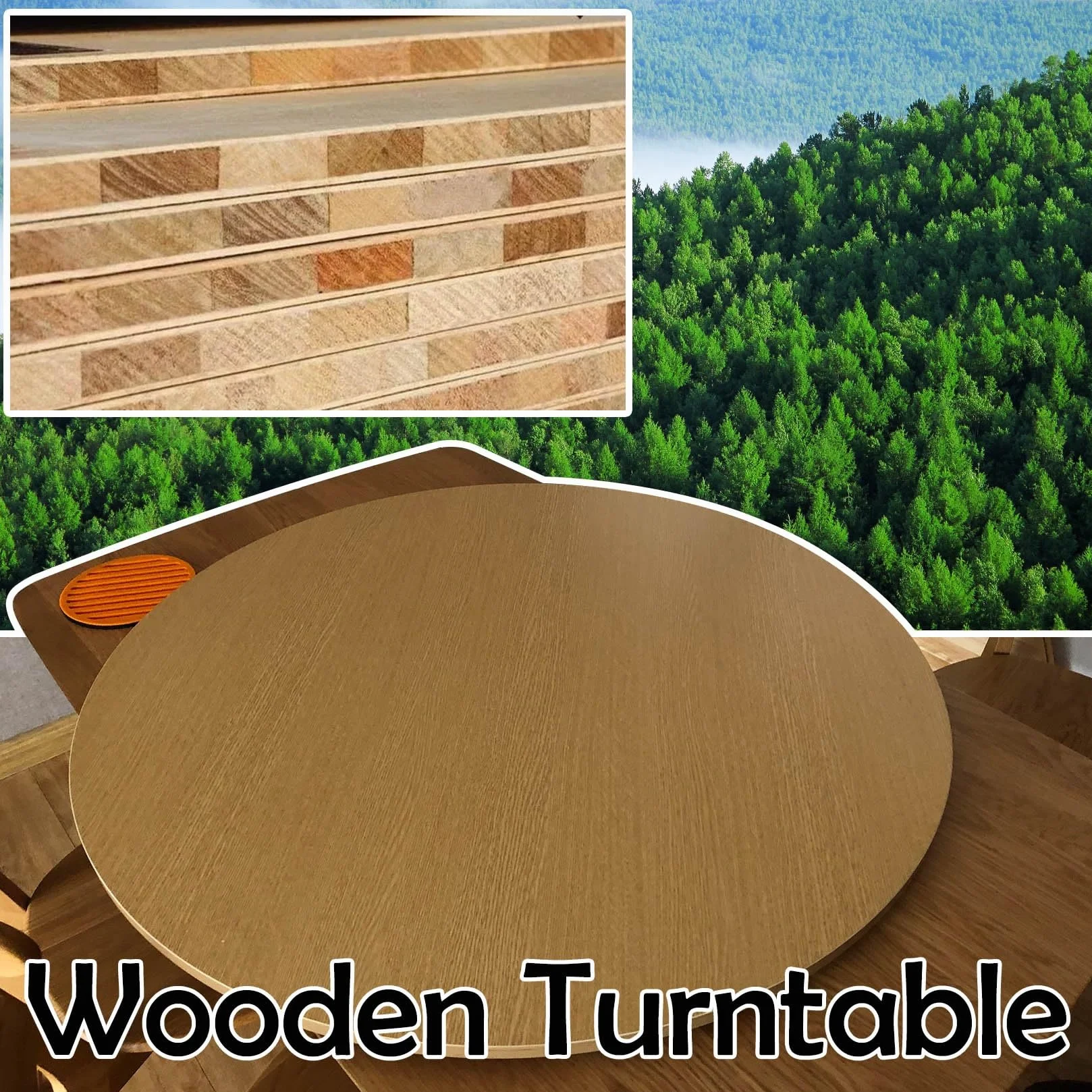 Lazy Susan redonda de madera de 50 a 100 cm, 360°, silenciosa, antideslizante, bandeja de servir para mesa de comedor, mesa giratoria grande con rodamiento, perfecta para entretenimiento y servir