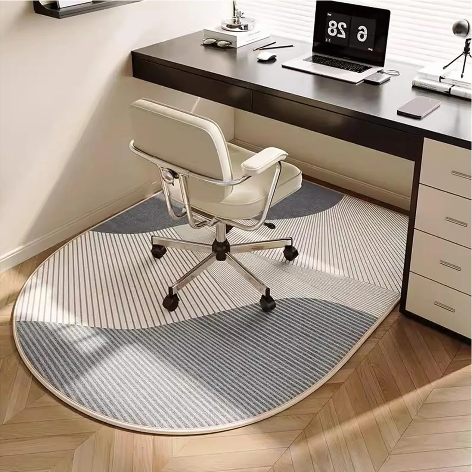 Alfombrilla antideslizante para silla de oficina de caucho termoplástico gris para suelos de madera y azulejos, insonorizada y fácil de limpiar, ruedas de 120 x 80 cm, se deslizan fácilmente