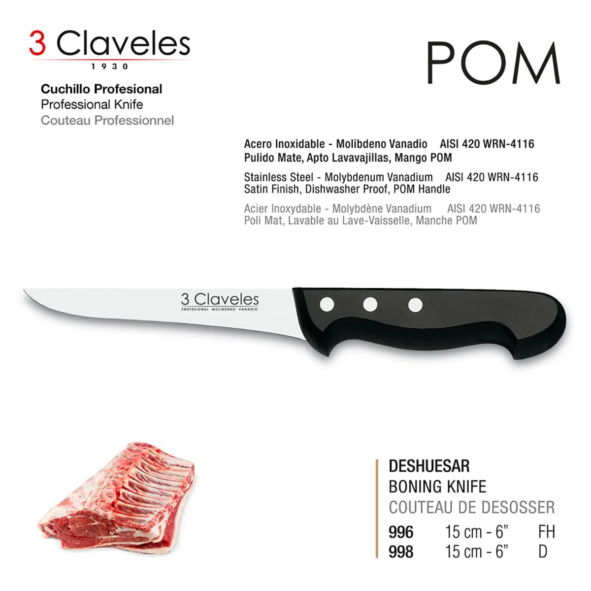 PracticFood Juego de Cuchillos Profesionales Selección Super Chef, Jamonero Alveolado 29 cm y Accesorios (ESSENTIAL1)