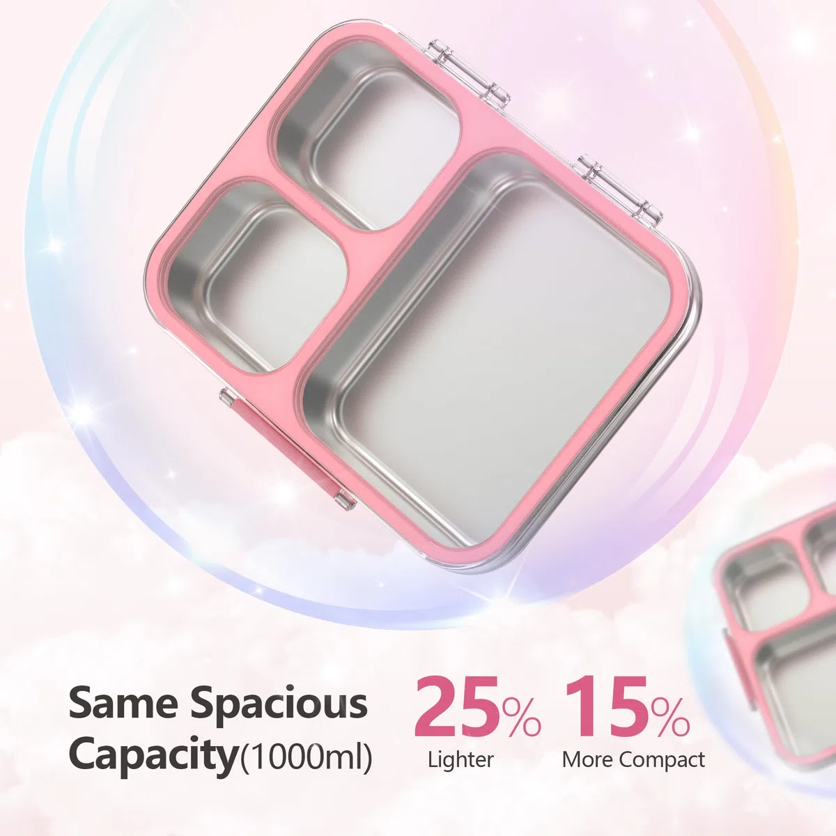 Fiambrera de acero inoxidable con 4 compartimentos, fiambrera de metal para niños, a prueba de fugas, para guardería, guardería, escuela, sandwichera, fiambrera, fiambrera para el pan, apta para