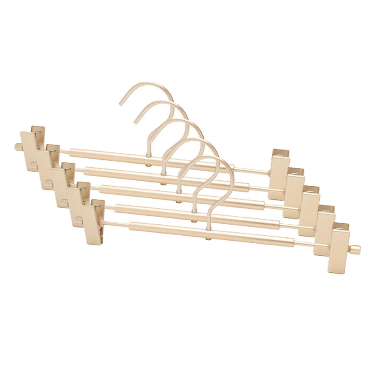 Perchas de aleación de aluminio de alta calidad con clips, multifuncionales, portátiles, para pantalones, faldas, jeans y pantalones, elegante acabado dorado