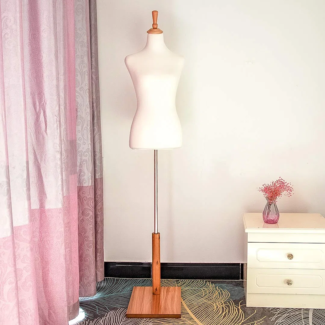 Loywe Maniquí Busto Femenino de Señora, Soporte de Ropa, Exhibición de Escaparate, Ajustable de Altura, Base de Tablero Rectángulo, Blanco Gr. 36/38 | 1013W