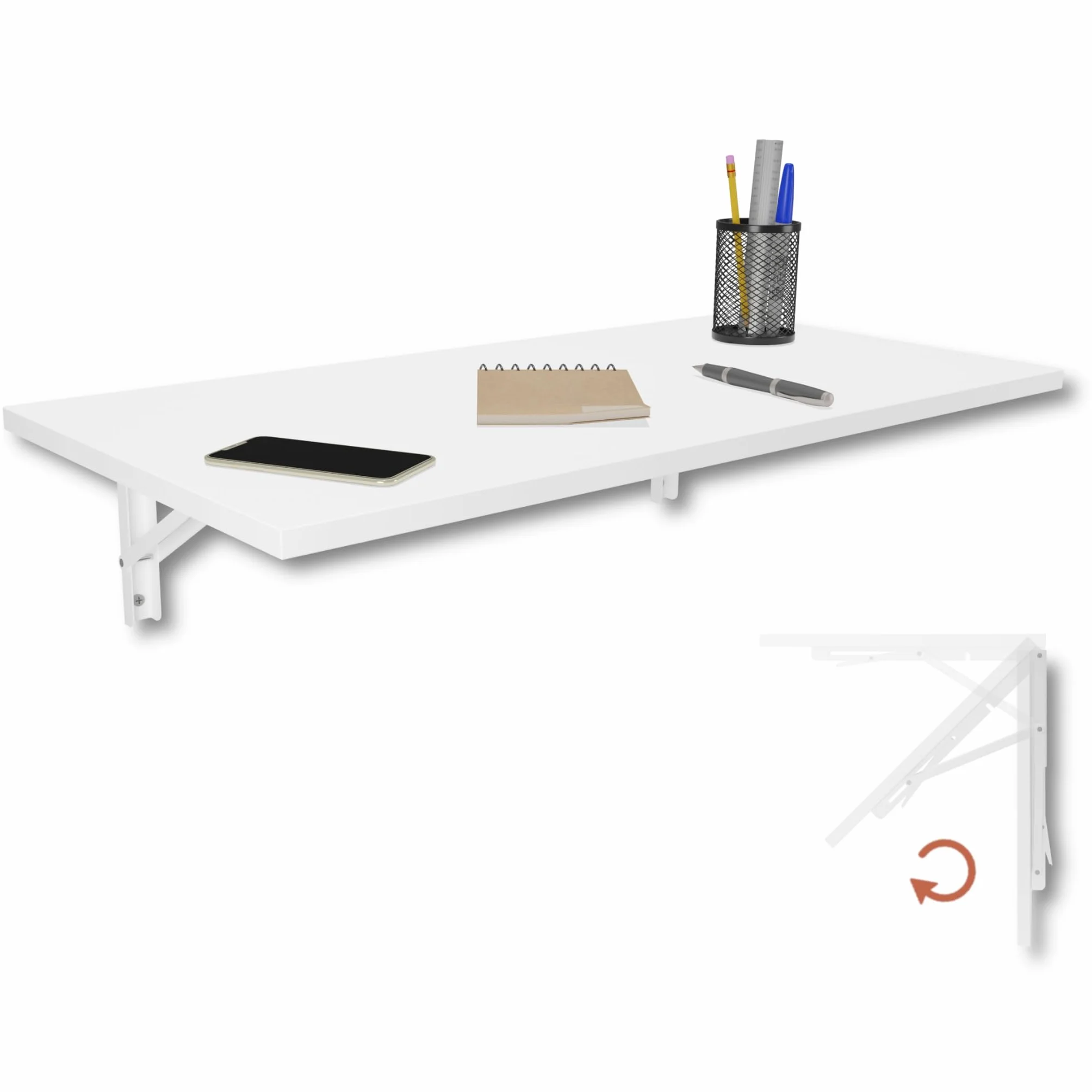 KDR Mesa Plegable de Pared 80 x 40 cm – Mesa abatible Multifuncional Ahorra Espacio, Escritorio Plegable o Mesa de Comedor para Cocina, Oficina o Estudio (Blanco)