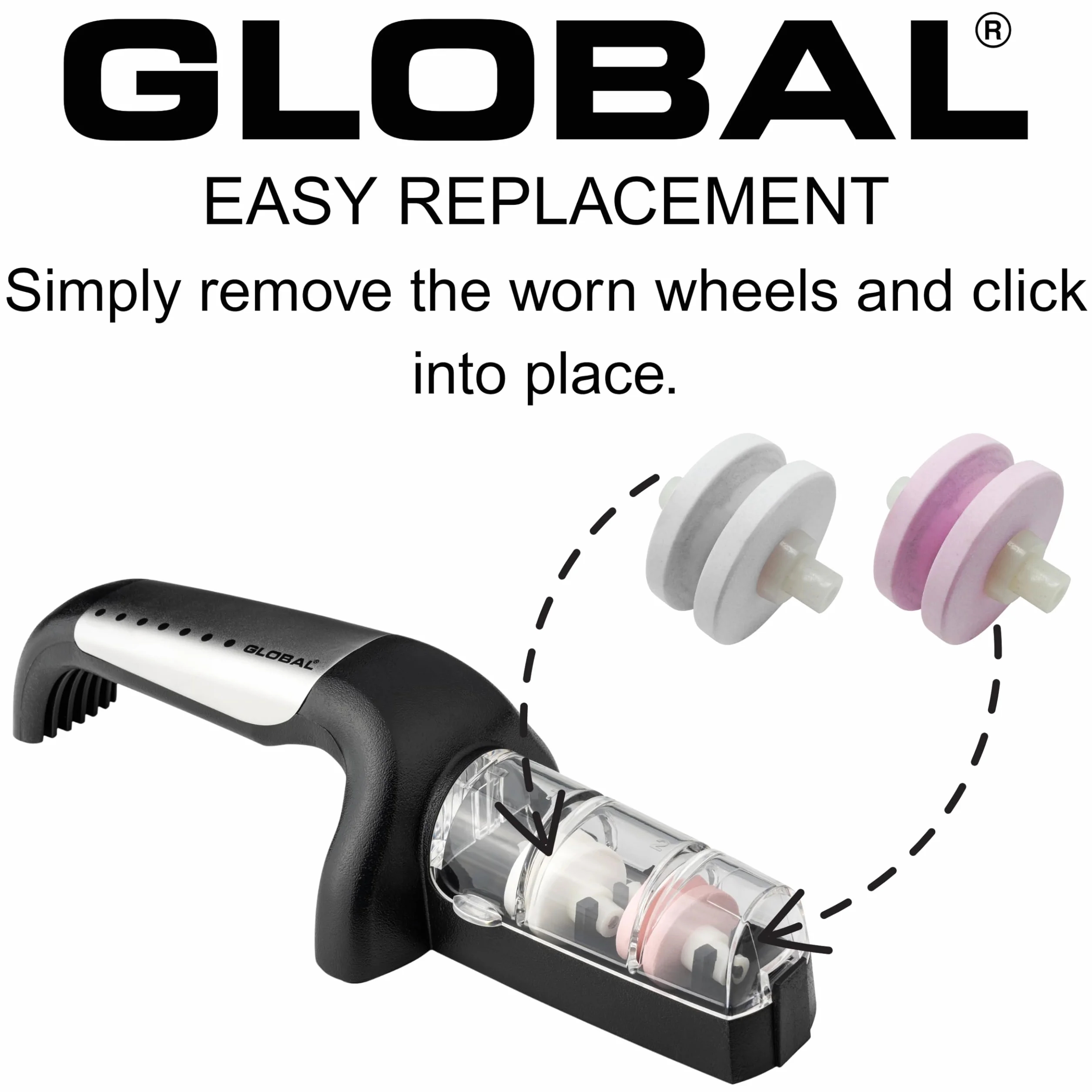 Global G-91/BW Minosharp - Afilador de cuchillos (cerámica, 2 niveles, 2,1, acero inoxidable)