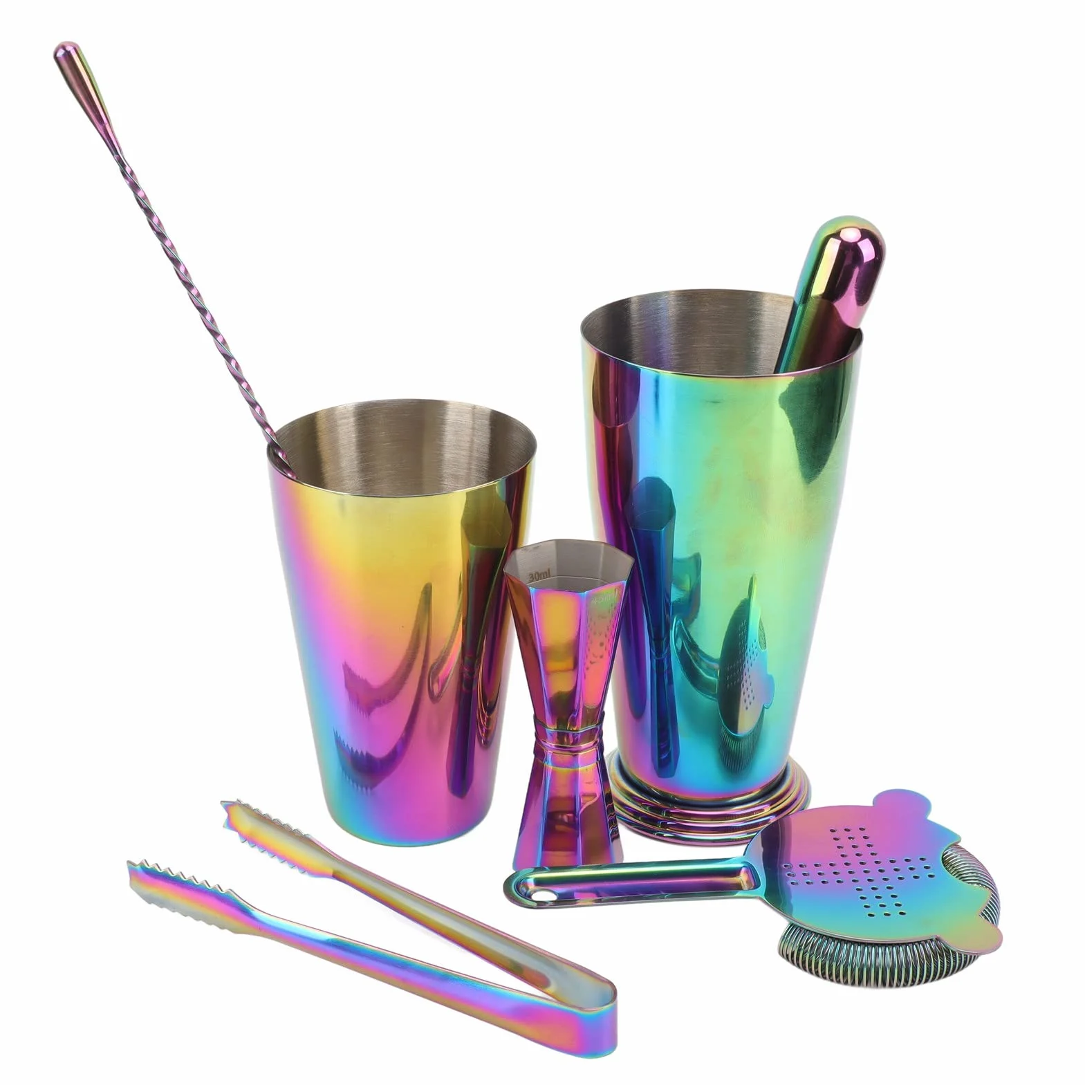 Yosoo Health Gear Kit de Barman Juego de Coctelera de Acero Inoxidable 304 con Jigger Preservación del Calor Base Ponderada Apto para Lavavajillas para Bar Restaurante Camareros Caseros