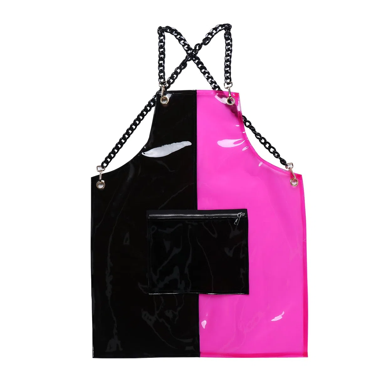 Delantal De Cocina Delantal Barbero Impermeable Transparente con Bolsillo para Barbacoa, Cocina, Limpieza, Hostelería Pink,One Size
