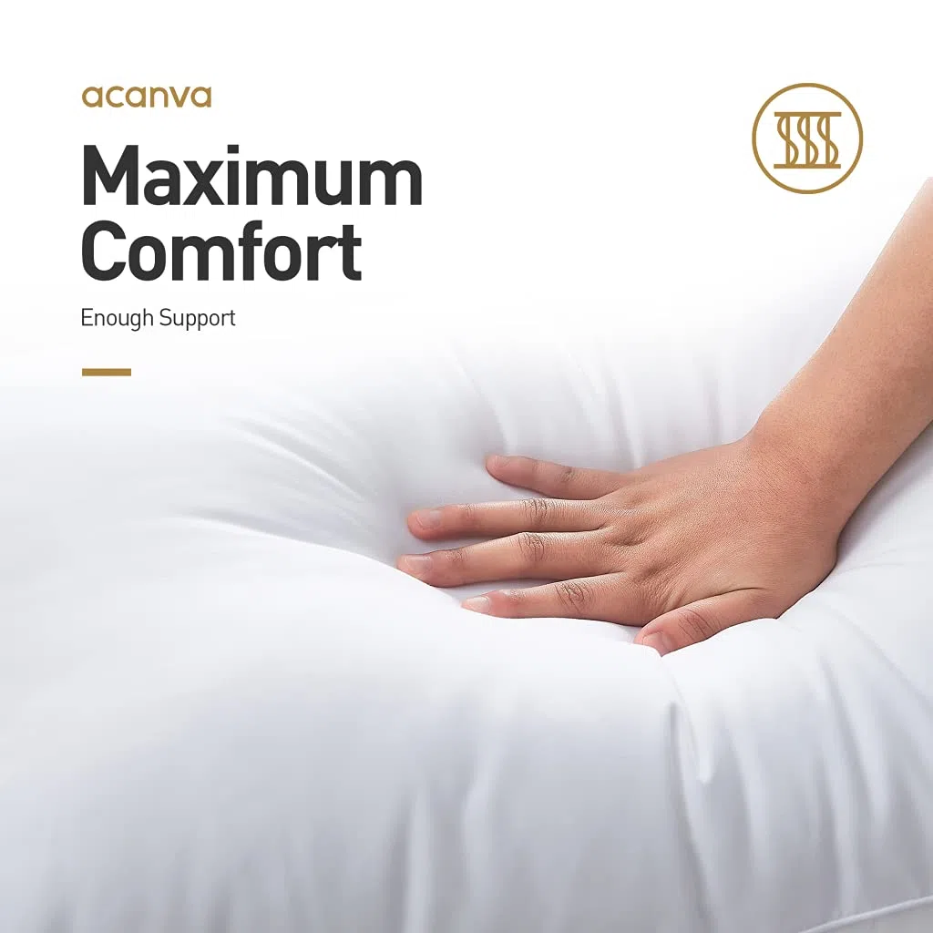 Acanva Almohadas de cama para dormir, calidad de hotel refrescante con relleno alternativo de plumón 3D suave premium para dormir de espalda, boca abajo o de lado, estándar (paquete de 4), color