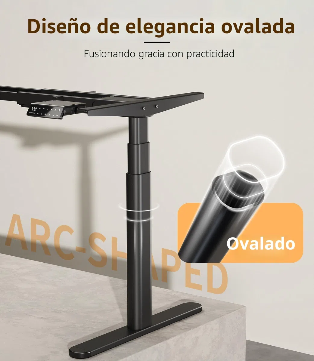 MAIDeSITe EL2 Plus Art Escritorio Elevable Eléctrico con Patas Ovaladas | Diseño Exclusivo de Patas Ovaladas, Doble Motor Estable y Silencioso con Carga 180kg, Rango Altura 62-125cm y 4 Memorias
