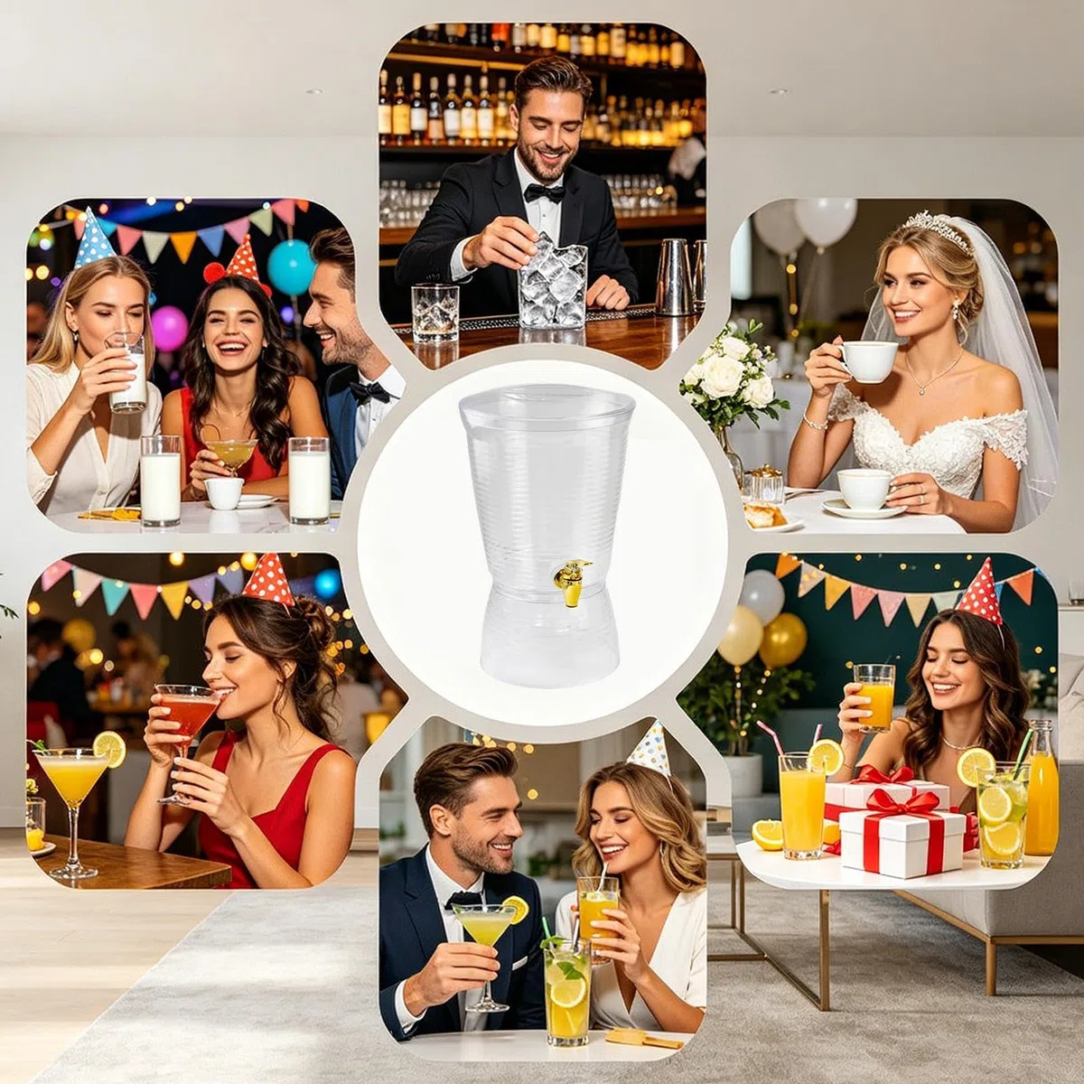 Dispensadores de Bebidas para | 6L Recipiente para Bebidas Frías,Dispensador de Cerveza Fría - para, Bodas, Picnics, Oficina, Hogar, Restaurante, Cafetería, Cumpleaños, Barbacoa, Mujeres,