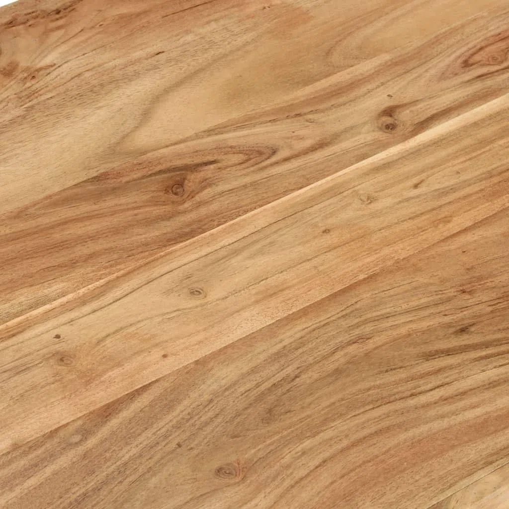 Mesa de centro de madera maciza de acacia, 110 x 55 x 35 cm, mesa auxiliar con estante y cajón, estilo rústico, para sofá, salón, oficina, rústica y funcional