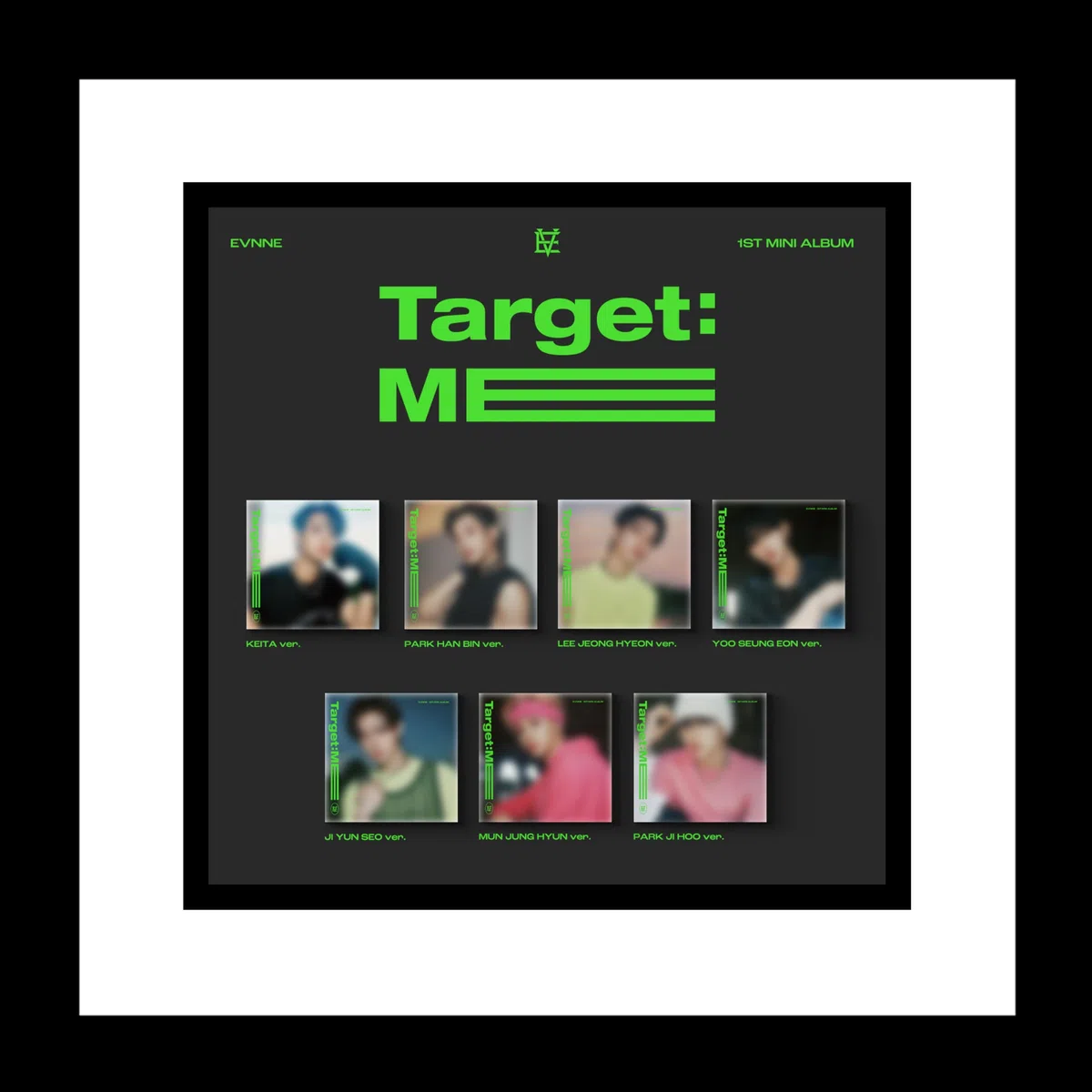 EVNNE Target: ME 1er mini álbum CD + libro de fotos + póster plegable en paquete + tarjeta fotográfica + seguimiento sellado Boys Planet (set completo de 9 versiones (E+V + Digipack 7 version))