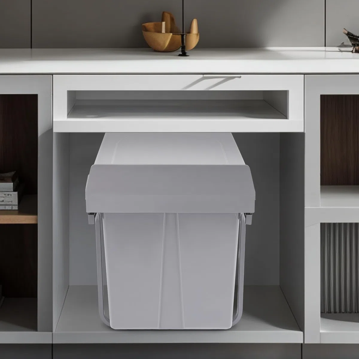 Cubo de basura de cocina de 40 L, extraíble, con 2 cubos, antideslizante, para hogares, restaurantes, cafeterías, oficinas, baños, cocinas, ahorradores de espacio debajo del armario