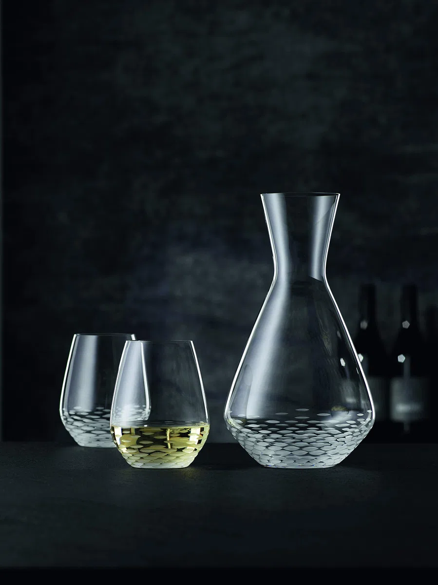 Spiegelau & Nachtmann, Juego de decantador de 3 piezas, jarra (1,4 l) y 2 vasos (460 ml), diseño de mosaico