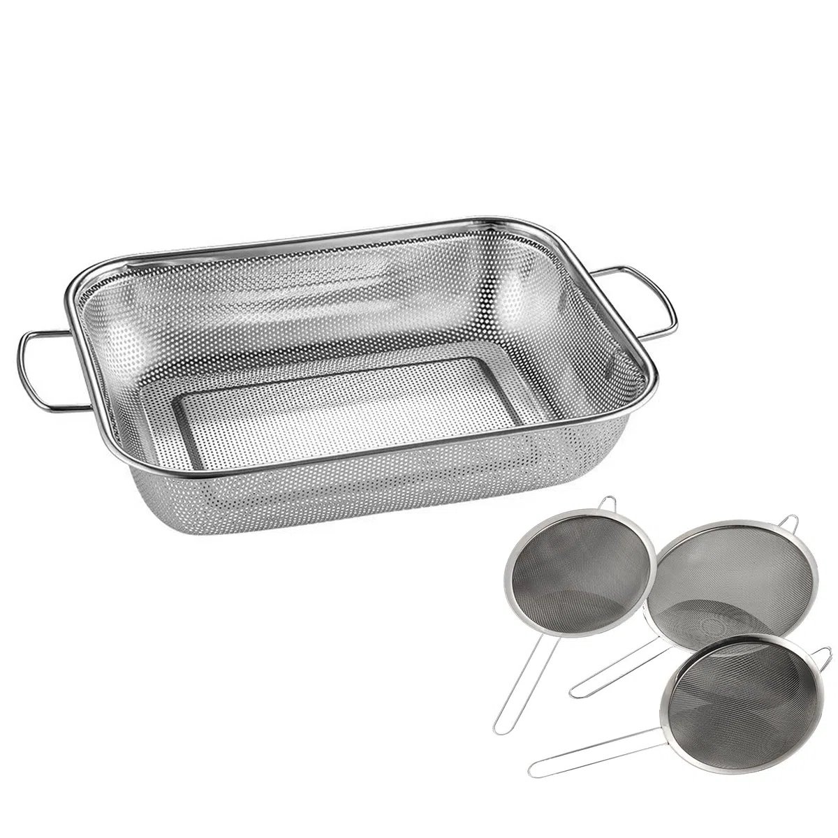 Escurridor de fregadero, cesta de cocina extensible con cestas coladoras de acero inoxidable para lavar frutas y verduras, secar platos y almacenamiento