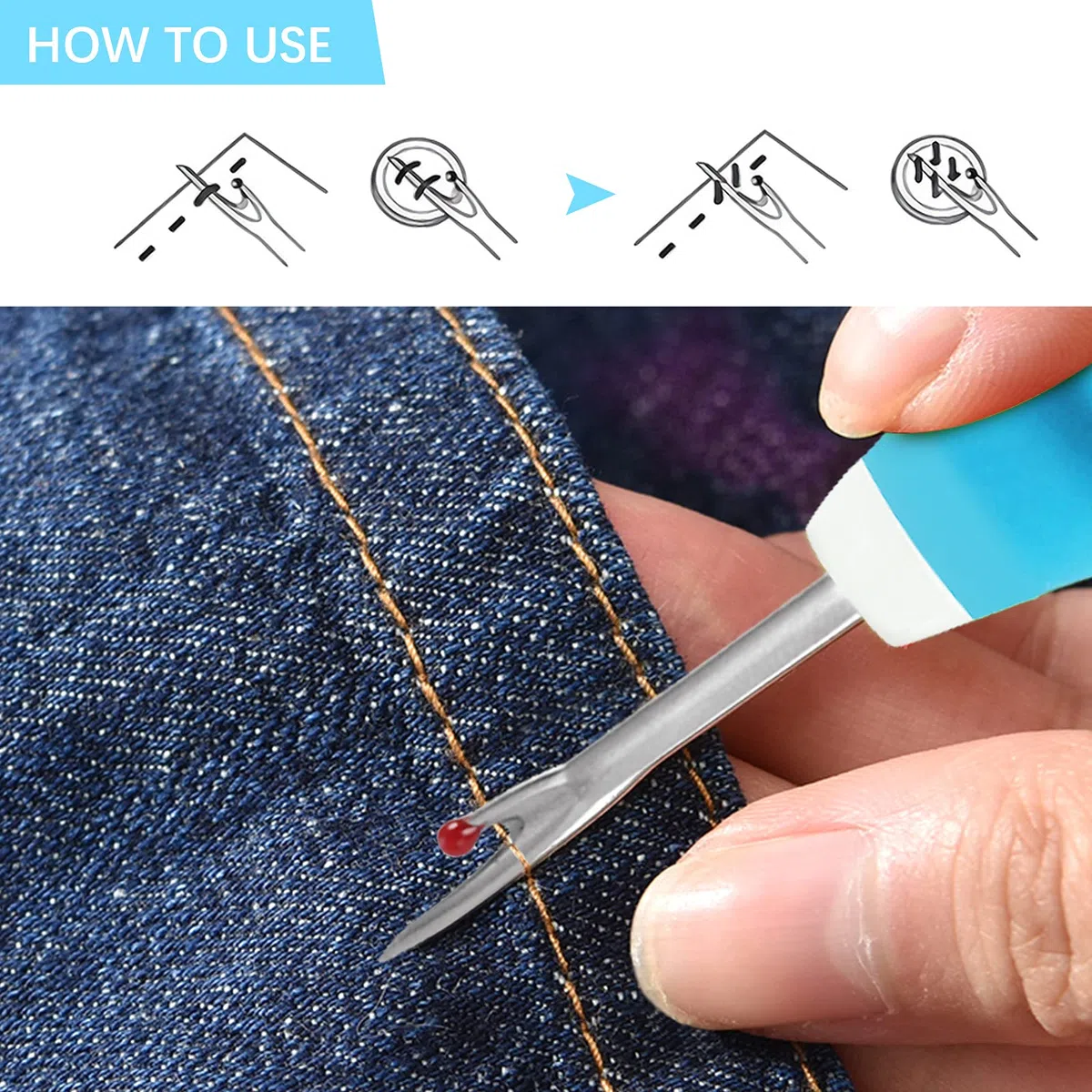 Destripador de costuras para costura, 3 piezas, colorido y práctico destripador de puntadas y herramienta para quitar hilos para coser y manualidades, con diseño ergonómico y tapa de seguridad
