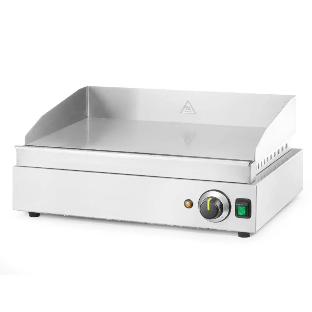 MBH - Plancha profesional de acero inoxidable con superficie lisa. Plancha eléctrica de cromo duro para para bar o restaurante alta resistencia