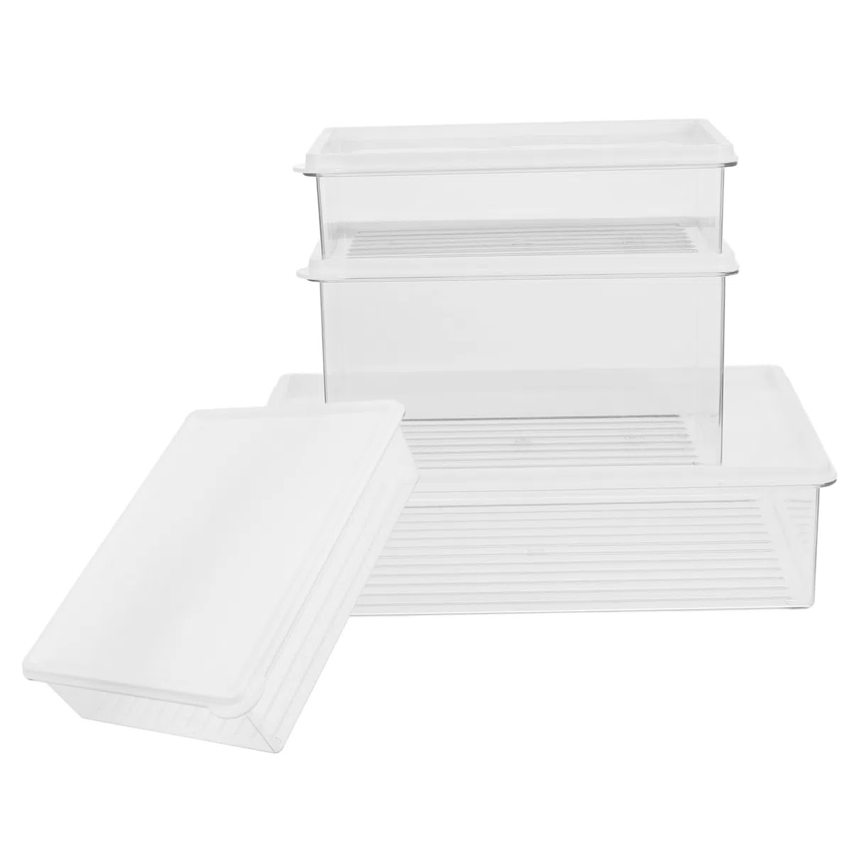 PRETYZOOM 4piezas Contenedor Transparente Para Refrigerador Caja Almacenaje Tapa Práctica Para Alimentos Frescos y Congelados