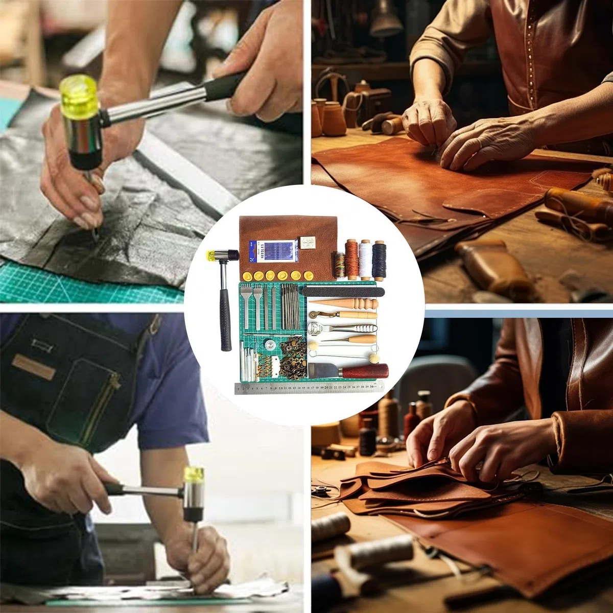 Herramientas Para Marroquinería - Kit Completo De Herramientas Manuales | Juego Versátil Para Coser, Grabar Y Decorar Cuero, Perfecto Para Artesanos Y Proyectos De Bricolaje.