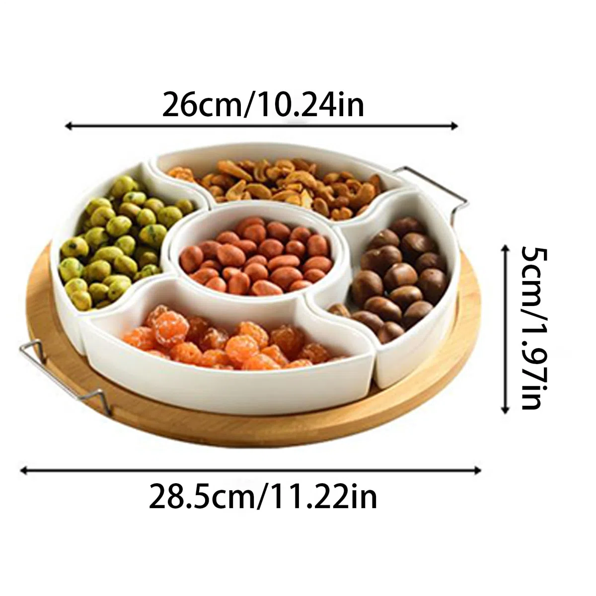 Giratorio De Snacks Dispensador Extraíble 5 Compartimentos Aperitivos | Organizador giratorio de almacenamiento para snacks Dip para chips para , pícnic, camping, Navidad