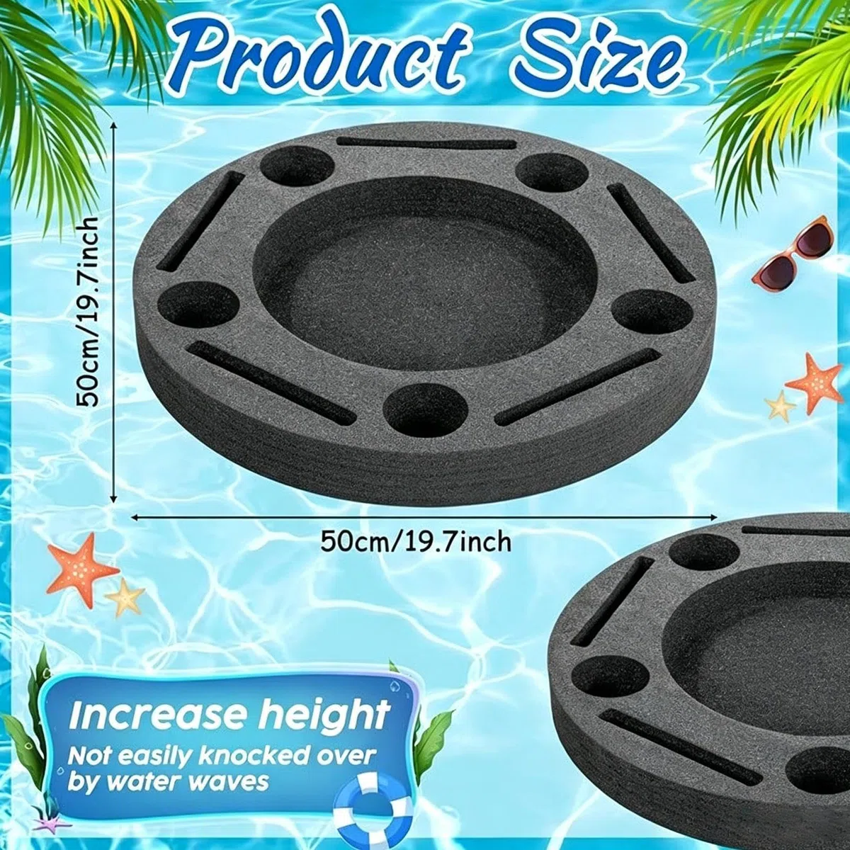 Portavasos Flotante para Piscina Bandeja Portátil para Comida y Copas en | Soporte Flotante de Bebidas de Piscina Para Bañera, , Kayak, Aire Libre, , Lago, Playa Y Natación