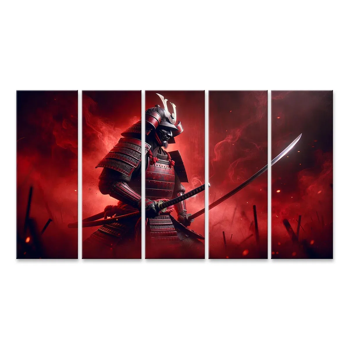 islandburner Cuadro sobre lienzo samurai en niebla en campo de batalla rojo cuadros murales carteles