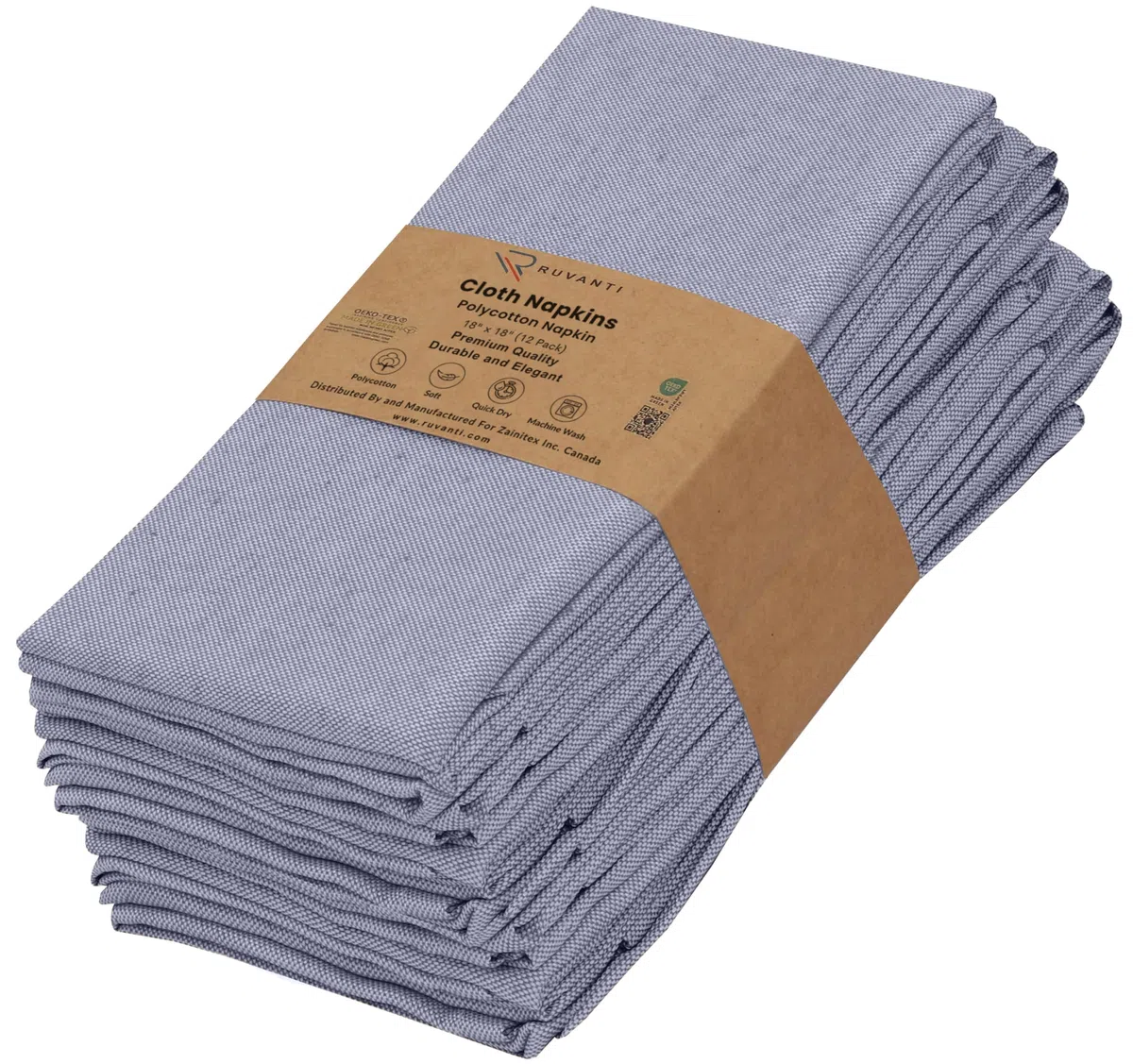 Ruvanti Juego de 12 servilletas de Tela Reutilizables de 18 x 18 Pulgadas, Lavables, Suaves y duraderas, servilletas de Mesa de Tela de polialgodón para Fiestas, Navidad, Acción de Gracias, Bodas