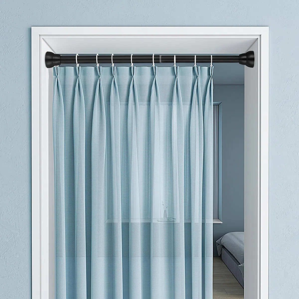 Barra Telescópica Ajustable 30-45cm sin Taladrar Acero Inoxidable Negro, Fácil de Limpiar para Cortina de Ducha y Ropa para Baño y Closet