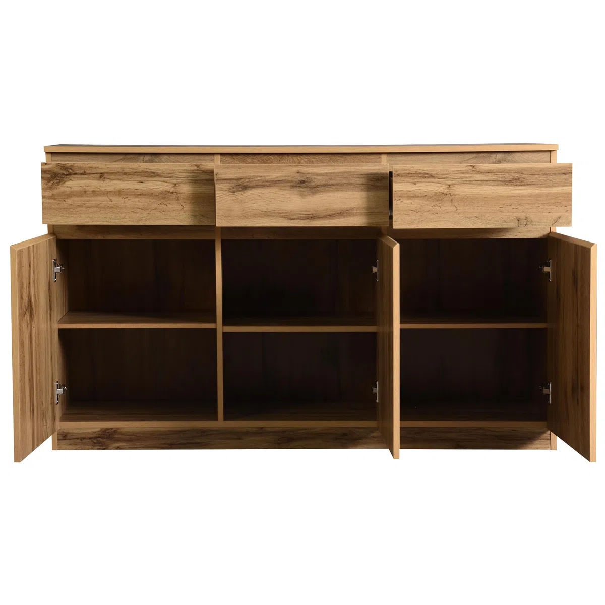Mueble multifuncional, 135 x 40 x 81 cm, mueble decorativo de madera original, con 3 puertas y 3 cajones, aparador de cocina, cajonera, mueble recibidor