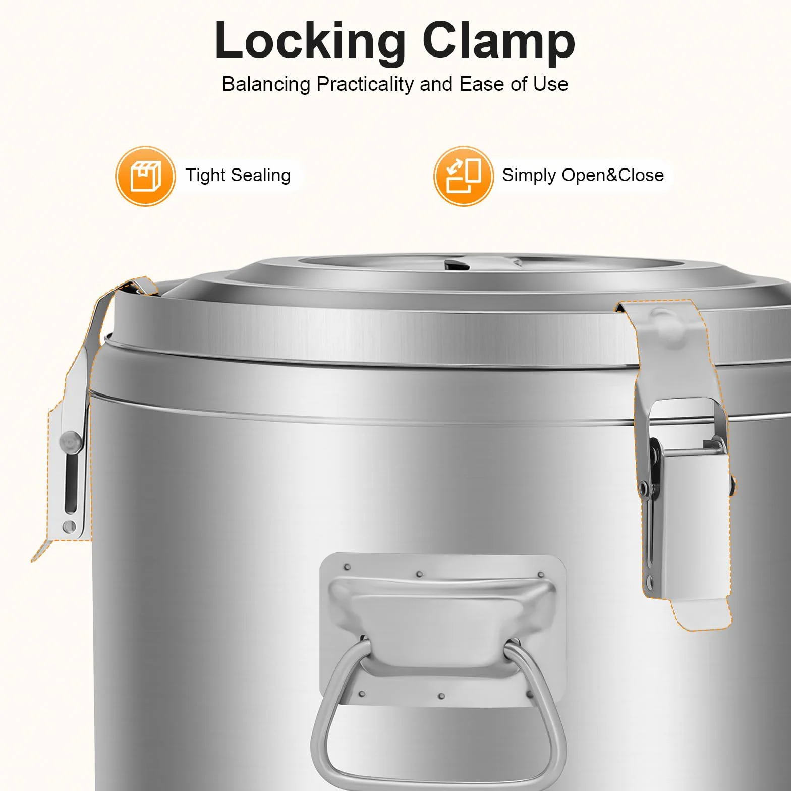 Cubo aislado de 10 l, contenedor de sopa de acero inoxidable con tapa asas barril hermético cubo sellado para restaurantes comedores hotpot tiendas hoteles