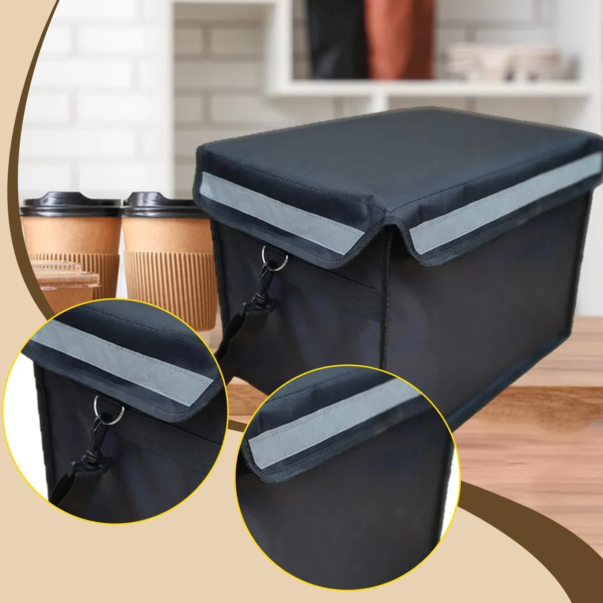 Milageto Bolsa isotérmica para Reparto de Alimentos, contenedor refrigerado de 30 litros, versátil, Impermeable y portátil para Catering, Sin Mango