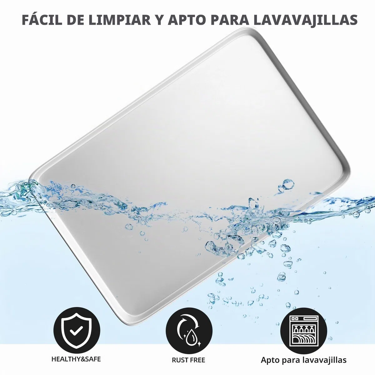 CROSSON Bandeja para Hornear Rectangular 60 x 40 x 3 cm,Bandeja Hornear Profesional en Acero Inoxidable Resistencia a Altas Temperaturas Bandejas para Hornear Gelatina
