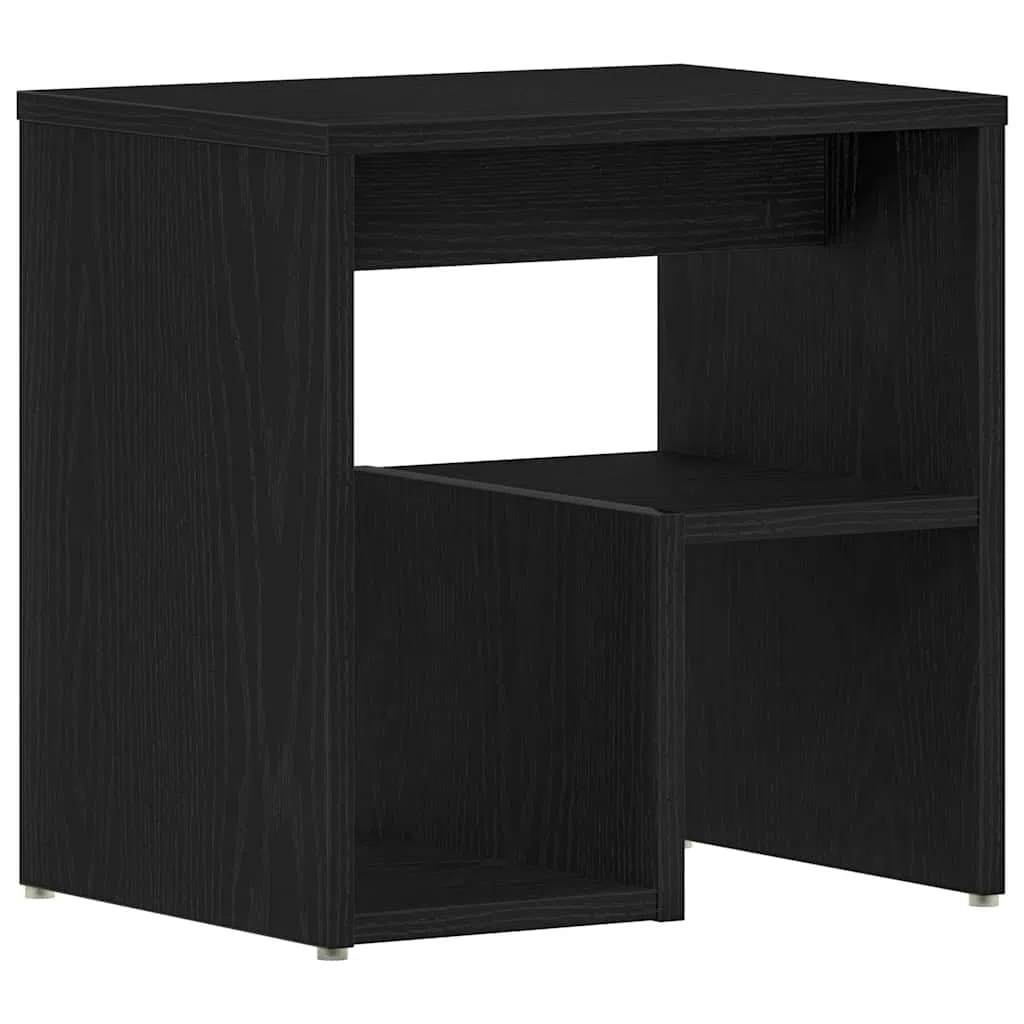 Juego de 2 mesitas de noche en imitación de roble negro, 40 x 30 x 40 cm, de madera con diseño rústico y práctico espacio de almacenamiento para dormitorio