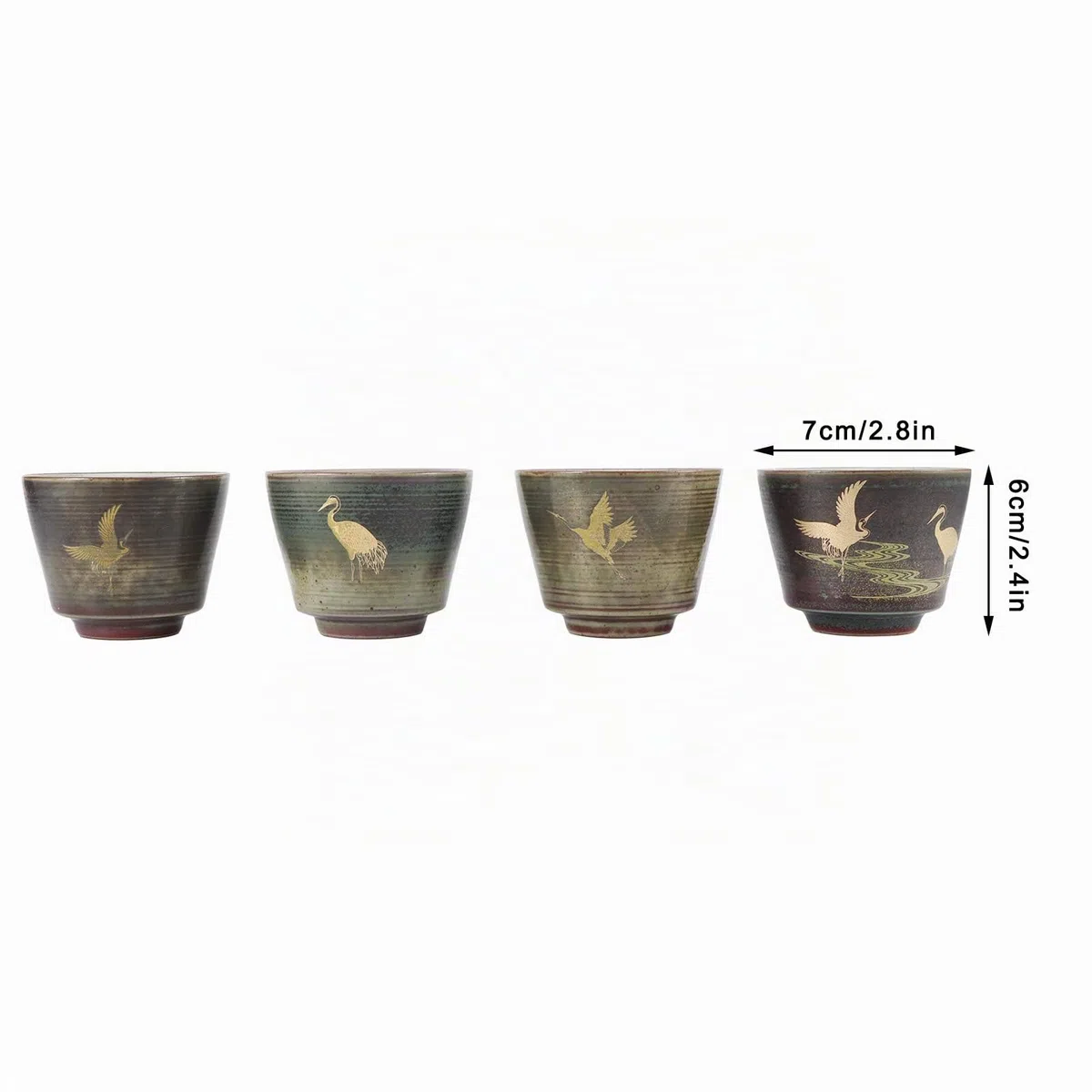 Tissting 4 Piezas Tazas de Té de Cerámica, Set de Kungfu Drinkware, Tazas de Caja de Regalo, Ideal para Sake, Regalos de Té, Accesorios de Cerámica de Alta Calidad(#2)