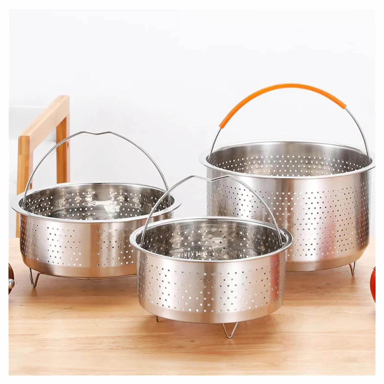 Vaporera de Acero Inoxidable Cesta de Vapor de Acero Inoxidable con Mango de Silicona for Olla a presión arrocera, Rejilla de Vapor, escurridor, Utensilios de Cocina(22cm)